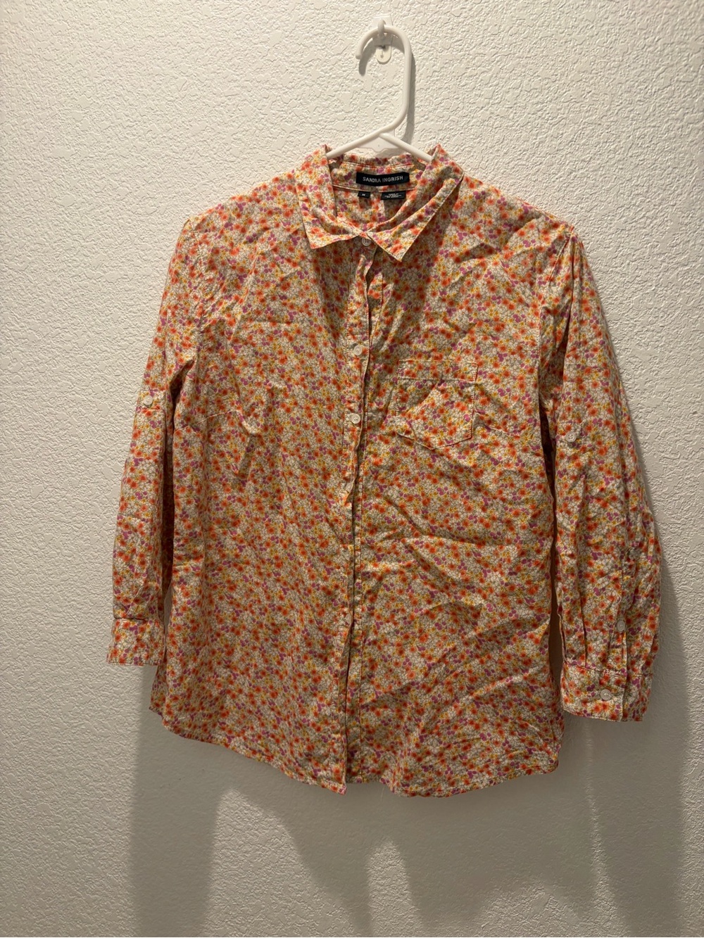 Sandra Ingrish Orange Floral Button-Down Shirt